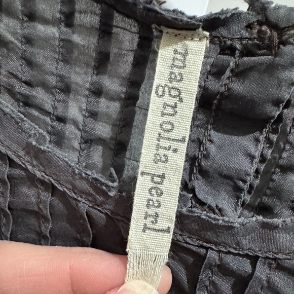 Magnolia Pearl Silk Gray Lace Embroidered Puff Sleeve Blouse Gray - Picture 4 of 10